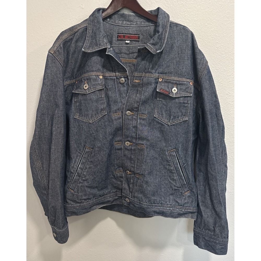 Vintage Guess Denim Jacket Unisex Sz‎ XXL Blue Jean 80s 90s Y2k Trucker Core USA